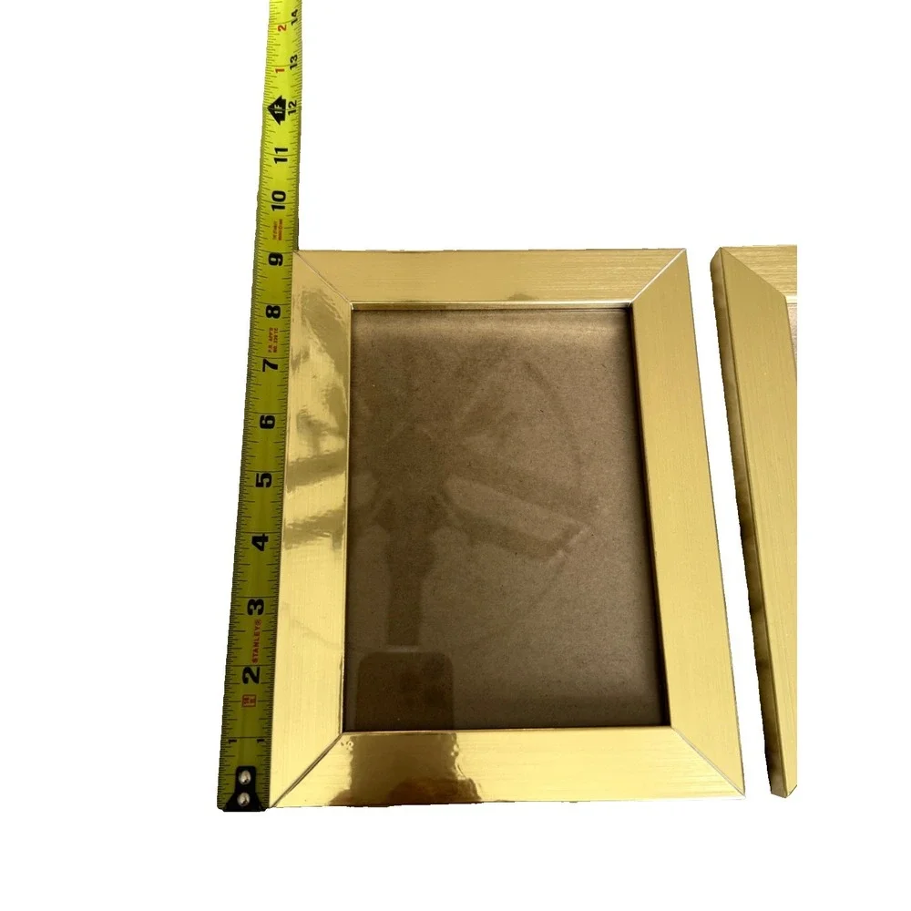 Set 2 Gold Wooden Picture Frames; Rectangular; Two 5x7 frames